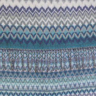Teal and Grey Mix Fairisle Zig Zag Stripe Scarf by Peace of Mind